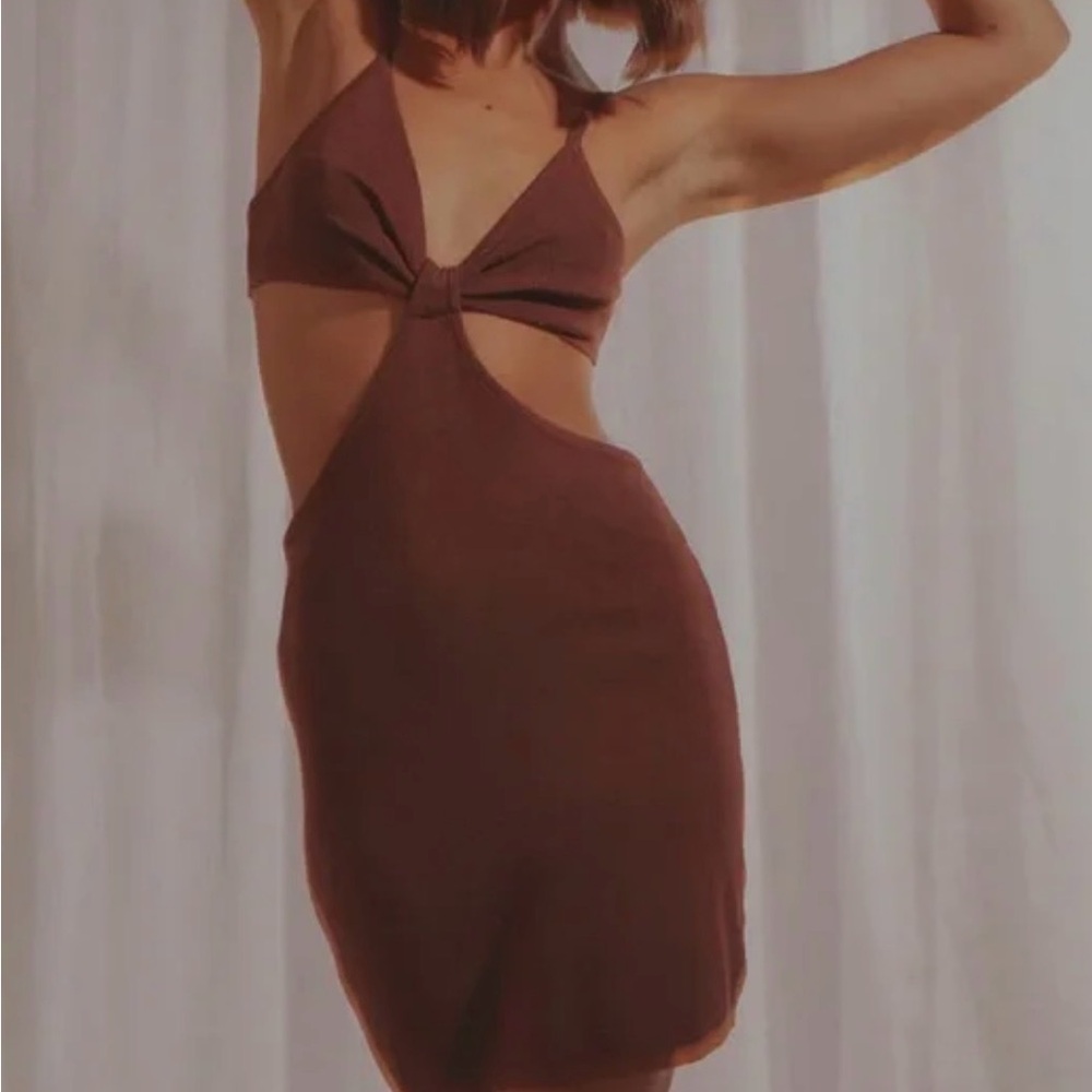 ASOS Brown Cut-Out Mini Dress - Picture 2 of 4
